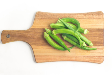 Brazilian Fresh Okra isolated on white backgroundの写真素材
