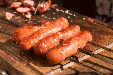 Brazilian Toscana Sausage. Traditional Brazilian Barbecueの写真素材