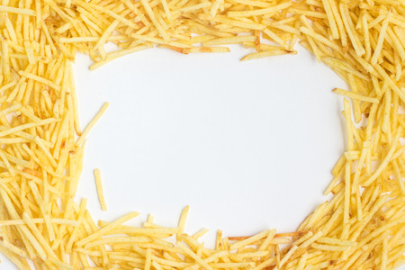 Potato Sticks Frame isolated on white backgroundの写真素材