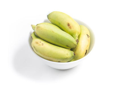 Lady Finger Banana Ouro isolated on white backgroundの写真素材