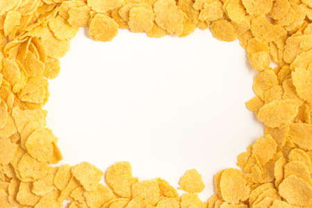 Corn Flakes Frame isolated on white backgroundの写真素材