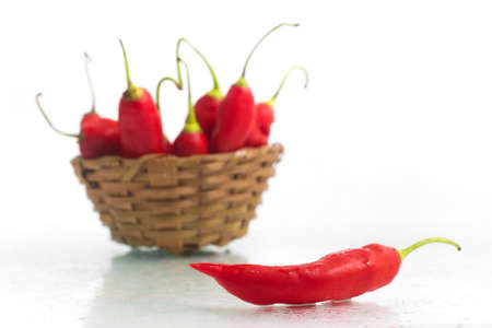 Dedo de Moca Chilly Pepper over a white backgroundの写真素材