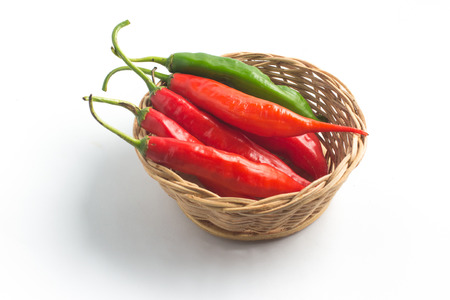Fresh Chilly Pepper isolated on white background. Dedo de mocaの写真素材