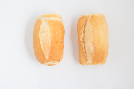 French Bread. Pao frances on white background