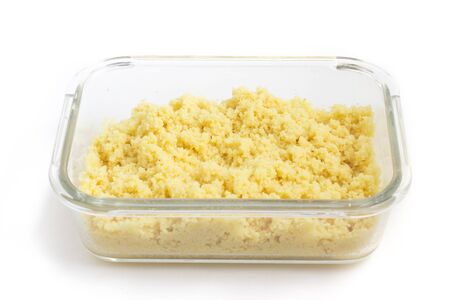 Couscous Marroquinho Hydrated isolated on white backgroundの写真素材