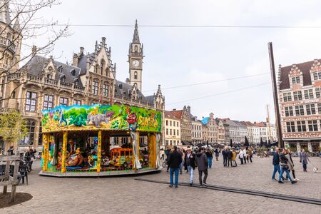 Ghent, Belgium - APRIL 6, 2019: Square in the center of Ghent, Belgiumのeditorial素材
