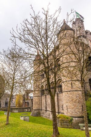 Ghent, Belgium - APRIL 6, 2019: Gravensteen. Details inside the castle. Medieval castle at Ghent, Belgiumのeditorial素材