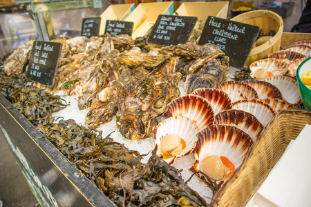 Seafood in the Borough Market, London, Englandの写真素材