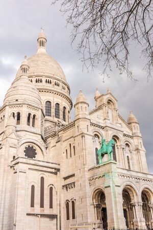 Paris, France - APRIL 8, 2019: View of Sacre Coeur Basilica on a cloudy day. Basilica of Sacred Heart. Paris, France, Europeのeditorial素材
