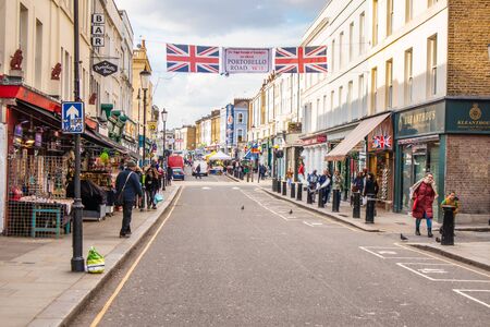 London, England - APRIL 3, 2019: Portobello Road Market in London, UKのeditorial素材