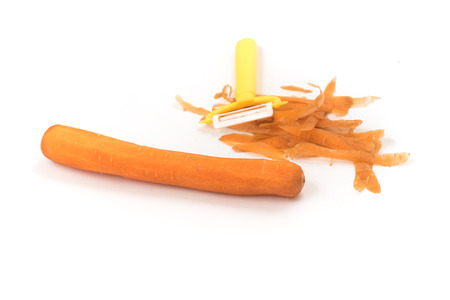 Fresh peeled carrot isolated on white backgroundの写真素材