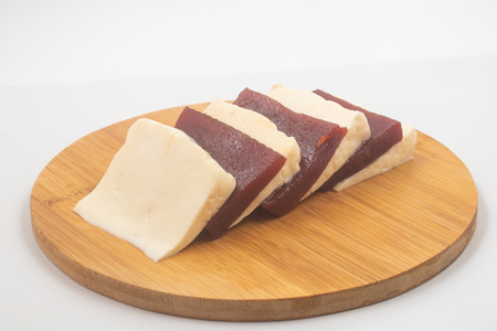 Brazilian Minas Cheese with Goiabada, Guava Dessert on white background