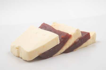 Brazilian Minas Cheese with Goiabada, Guava Dessert on white backgroundの写真素材