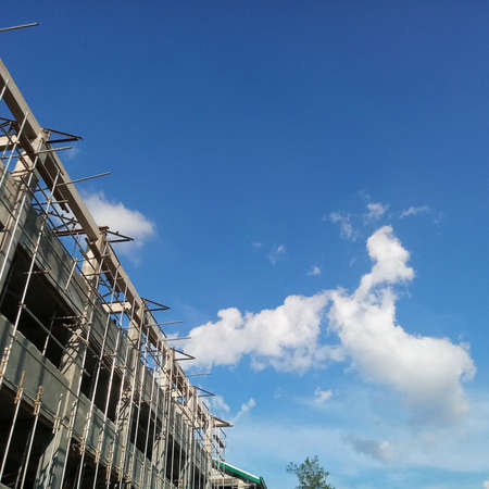 A clear sky reminds us to be positive despites hardship.の写真素材