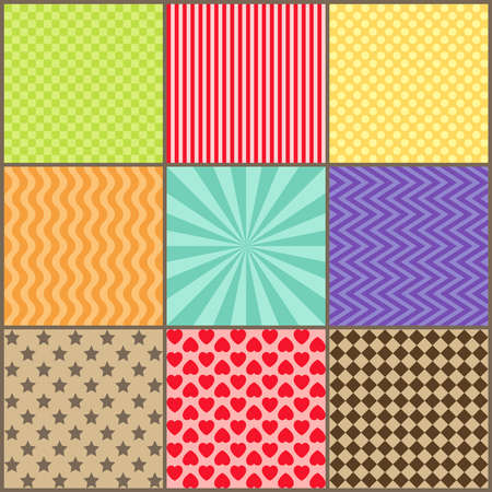Set of nine simple geometric patternsのイラスト素材