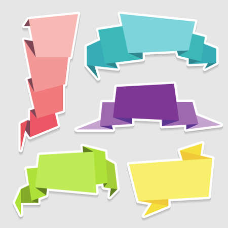 Set of colorful origami abctract paper banners のイラスト素材