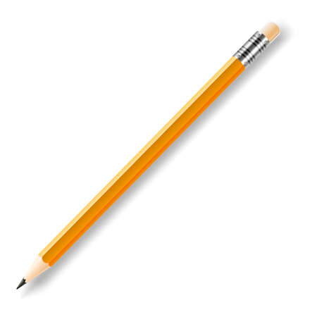 Vector lead pencil with yellow eraser isolated on white backgroundのイラスト素材