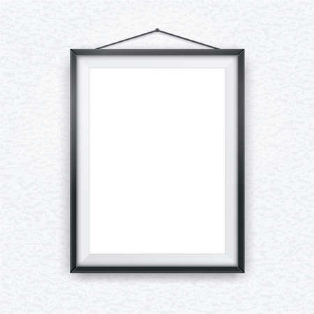 Black picture frame on a wall. Vector background のイラスト素材