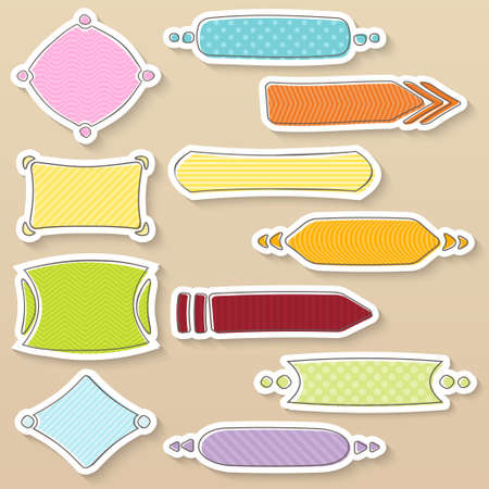 Set of eleven simple colorful frames and banners with different patternsのイラスト素材