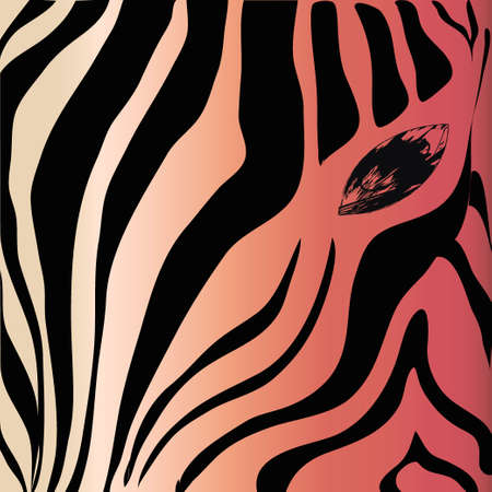 Zebra head and eye on a colored background. のイラスト素材