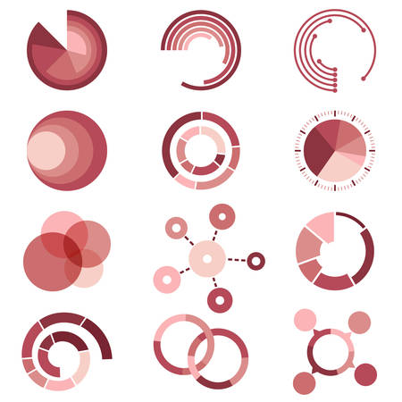 Circle diagrams templates collection for infographic. Vector illustrationのイラスト素材