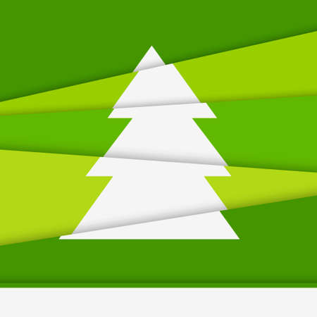 Creative Christmas tree card. Asymmetric Christmas tree formed from paper. Vector illustrationのイラスト素材