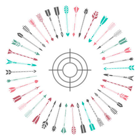Indian arrows flying to the target. Vector illustrationのイラスト素材