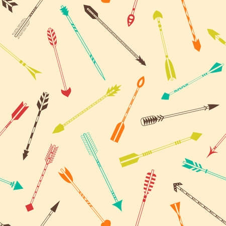 Seamless pattern with colorful Indian arrows on a light backgroundのイラスト素材