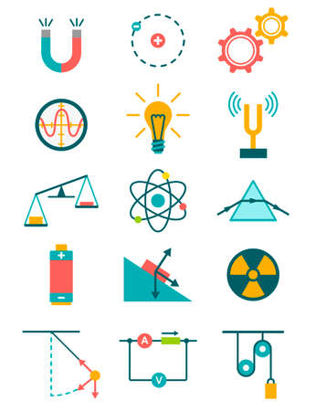 Science and physics icons set. Vector illustrationのイラスト素材