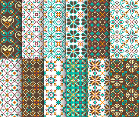 Set of ten ethnic national seamless patternsのイラスト素材