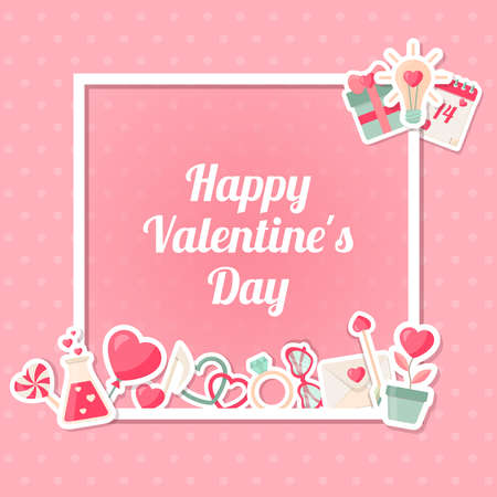 Valentines day background with square frameのイラスト素材