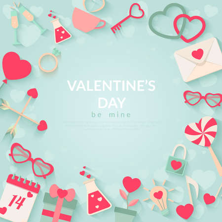 Happy Valentines Day Vector Backgroundのイラスト素材
