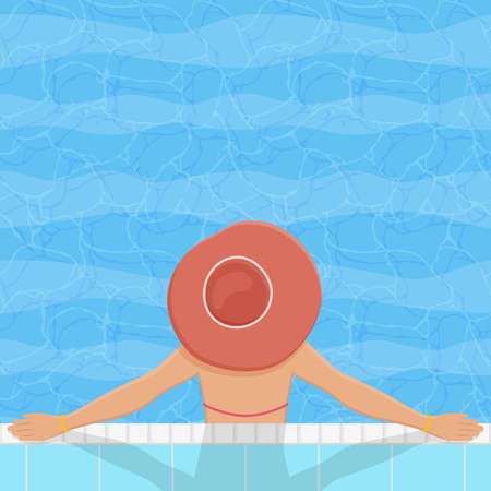 Swimming Pool With Relaxing Womanのイラスト素材