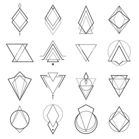 Set of minimalistic geometric elements. Geometry symbols collection. Vector illustrationのイラスト素材