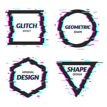 Set of abstract minimal template design in geometric glitch style. Trendy abstract covers. Futuristic design posters. Vector illustrationのイラスト素材