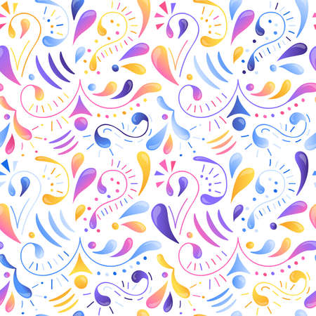 Seamless multicolored gradient vector pattern. Hand drawn elements.のイラスト素材