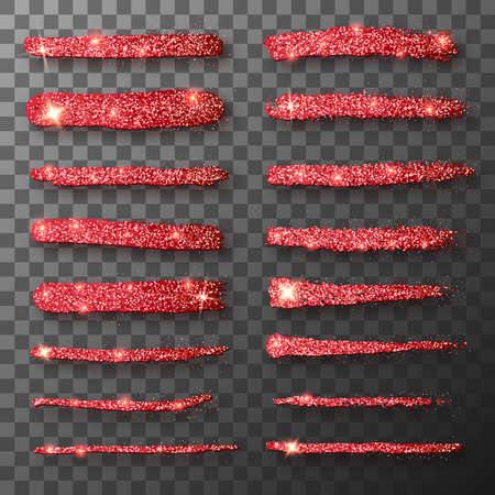 Red glitter hand drawn paint brush strokes. Glitter vectot texture. Red sparkles. Grunge brush paint strokesのイラスト素材