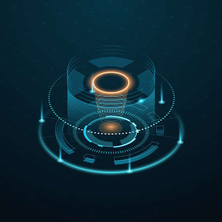 Futuristic HUD style isometric elements. Game user interface. Set of futuristic high-tech elements. Sci-fi vector interface HUDのイラスト素材