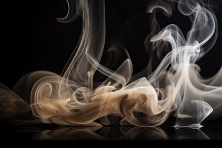 Light background with puffs of ivory smoke. Smoke whiffs and swirls. Generative AI illustrationの素材