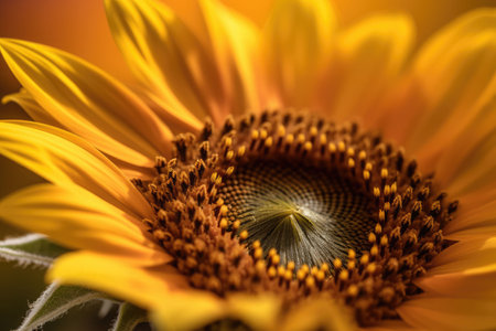 A sunflower in bloom. A striking macro shot. Generative AI illustrationの素材
