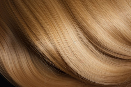 Beautiful caramel honey hair background. Healthy smooth shiny hair. Generative AI illustrationの素材