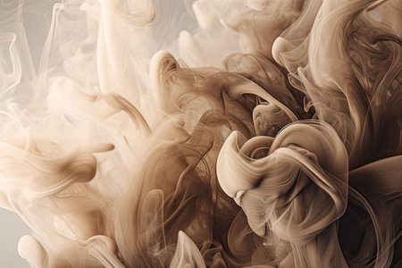 Light background with puffs of ivory smoke. Smoke whiffs and swirls. Generative AI illustrationの素材