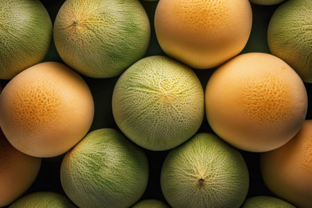 Cantaloupe melons. Fruits background. Generative AI illustrationの素材