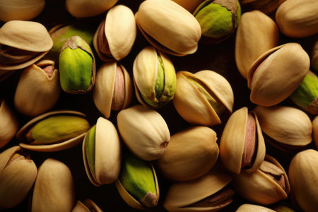 Natural background made from pistachio, top view. Generative AI illustrationの素材