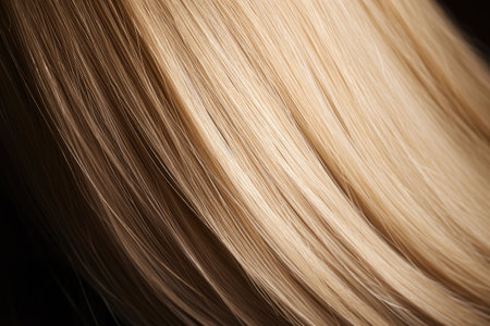 Beautiful blonde hair background. Healthy smooth shiny hair. Generative AI illustrationの素材
