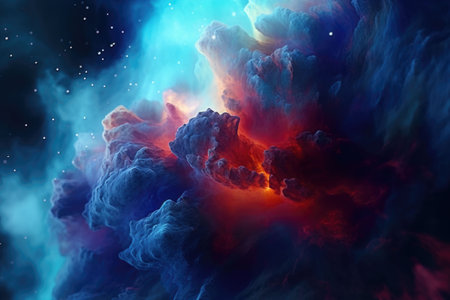 Incredibly beautiful galaxy in outer space. Nebula night starry sky in rainbow colors. Multicolor outer space. Generative AI illustrationの素材