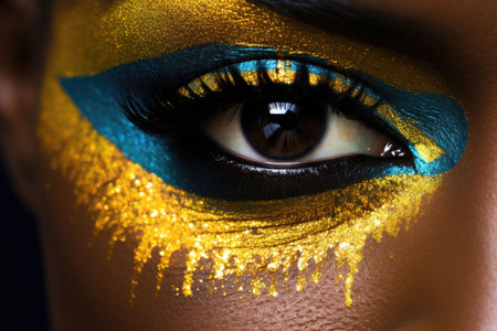 African supermodel. High fashion eye makeup extreme closeup. Generative AI illustrationの素材
