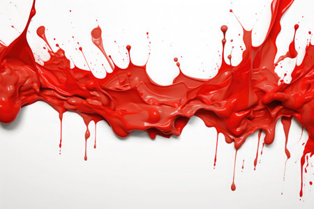 Red paint splash area with white background. Generative AI illustrationの素材