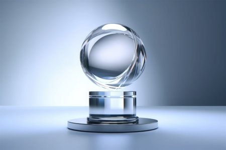 Glass trophy element floating in all white background. Generative AI illustrationの素材