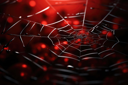 The spider web with water drops, close up. AI generated illustrationの素材